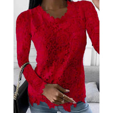 Load image into Gallery viewer, Women's Floral Lace Long Sleeve Blouse Shirt
