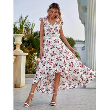 Load image into Gallery viewer, Women's Full Body Floral Print High Low Hem A-Line Dress
