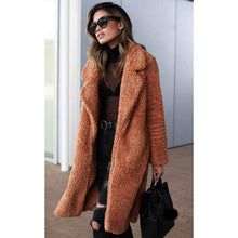 Load image into Gallery viewer, Women's Fuzzy Fleece Lapel Open Front Long Cardigan Coat
