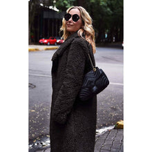Load image into Gallery viewer, Women's Fuzzy Fleece Lapel Open Front Long Cardigan Coat
