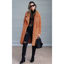 Load image into Gallery viewer, Women's Fuzzy Fleece Lapel Open Front Long Cardigan Coat
