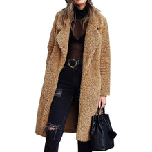 Load image into Gallery viewer, Women's Fuzzy Fleece Lapel Open Front Long Cardigan Coat
