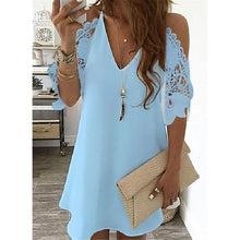 Load image into Gallery viewer, Women's Half Sleeve Solid Cutout Shift Dress
