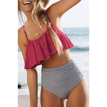 Load image into Gallery viewer, Women's High Waisted Falbala Bikini Set
