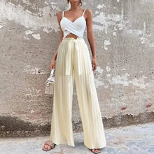 Load image into Gallery viewer, Women's High-Waisted Straight-Leg Strappy Pants

