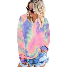 Load image into Gallery viewer, Women's Hoodie Pullover Quarter Zip Tie Dye
