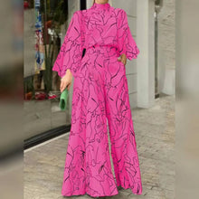 Load image into Gallery viewer, Women's Jumpsuit Pocket Print Floral Stand Collar Streetwear
