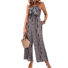 Load image into Gallery viewer, Women's Jumpsuit Pocket Print Geometric Square
