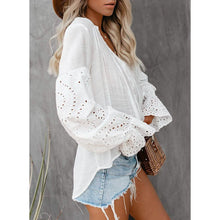 Load image into Gallery viewer, Women's Lace Crochet V-Neck Top
