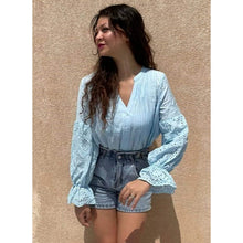 Load image into Gallery viewer, Women's Lace Crochet V-Neck Top
