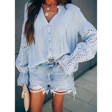 Load image into Gallery viewer, Women's Lace Crochet V-Neck Top
