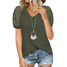Load image into Gallery viewer, Women's Lace Short Sleeve V-Neck Top
