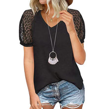 Load image into Gallery viewer, Women's Lace Short Sleeve V-Neck Top

