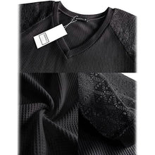 Load image into Gallery viewer, Women's Lace Short Sleeve V-Neck Top
