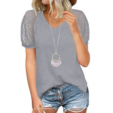 Load image into Gallery viewer, Women's Lace Short Sleeve V-Neck Top
