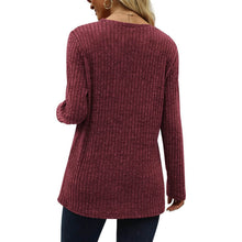 Load image into Gallery viewer, Women's Long Sleeve Crew Neck Tunic Tops Buttons Side
