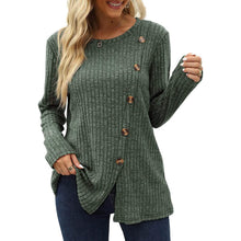 Load image into Gallery viewer, Women's Long Sleeve Crew Neck Tunic Tops Buttons Side
