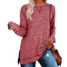 Load image into Gallery viewer, Women's Long Sleeve Loose Casual Autumn Pullover Side Slit Tunic Top

