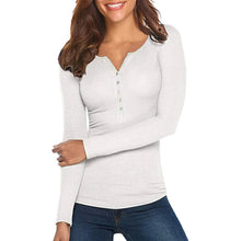 Load image into Gallery viewer, Women's Long Sleeve V Neck Ribbed Button Down Knit Sweater Fitted Top
