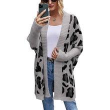 Load image into Gallery viewer, Women's Long Sleeves Leopard Print Knitting Cardigan
