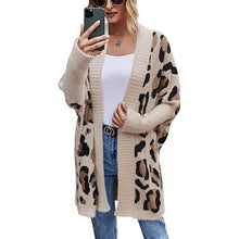 Load image into Gallery viewer, Women's Long Sleeves Leopard Print Knitting Cardigan
