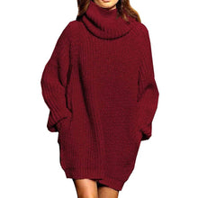 Load image into Gallery viewer, Women's Loose Turtleneck Oversize Long Pullover Sweater Dress
