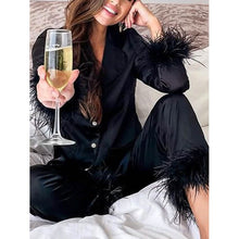 Load image into Gallery viewer, Women's Loungewear Pajamas Sets Pure Color Silk Simple Soft Shirt Pant
