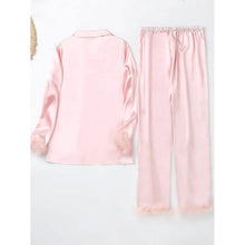 Load image into Gallery viewer, Women's Loungewear Pajamas Sets Pure Color Silk Simple Soft Shirt Pant
