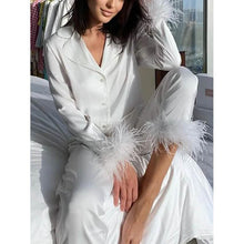 Load image into Gallery viewer, Women's Loungewear Pajamas Sets Pure Color Silk Simple Soft Shirt Pant
