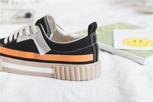 Load image into Gallery viewer, Womens New Spring Fashion Canvas Casual Flats Striped Vulcanize Fashion Style Sneakers Low-Cut Trainers Canvas Flat Sneakers Casual Slip On Canvas Comfortable Design
