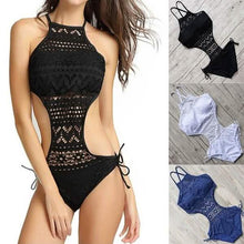 Load image into Gallery viewer, Women's One-Piece Bikini Solid Crochet Swimsuit
