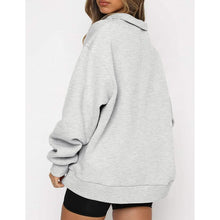 Load image into Gallery viewer, Womens Oversized Half Zip Pullover Long Sleeve Sweatshirt

