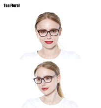 Load image into Gallery viewer, Womens Pocket Printed Reading Glasses With Matching Pouch Spring Hinge Presbyopic Reading Glasses For Women Anti Eyestrain Computer Reading TV Glasses Stylish Frame+1.0 To 4.0
