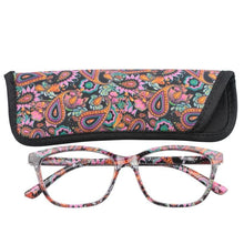 Load image into Gallery viewer, Womens Pocket Printed Reading Glasses With Matching Pouch Spring Hinge Presbyopic Reading Glasses For Women Anti Eyestrain Computer Reading TV Glasses Stylish Frame+1.0 To 4.0
