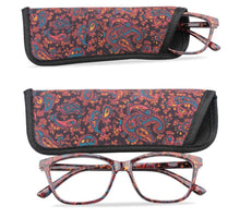 Load image into Gallery viewer, Womens Pocket Printed Reading Glasses With Matching Pouch Spring Hinge Presbyopic Reading Glasses For Women Anti Eyestrain Computer Reading TV Glasses Stylish Frame+1.0 To 4.0
