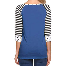 Load image into Gallery viewer, Women's Polka Dots Striped 3/4 Sleeve Top
