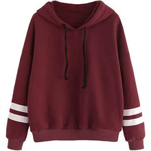 Load image into Gallery viewer, Women's Pullover Fleece Drop Shoulder Striped Hoodie
