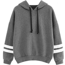 Load image into Gallery viewer, Women's Pullover Fleece Drop Shoulder Striped Hoodie
