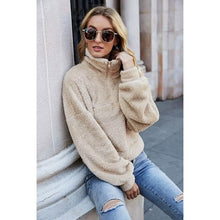 Load image into Gallery viewer, Women's Pullover Plain Quarter Zip Sweatshirt
