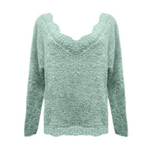 Load image into Gallery viewer, Women's Pullover Sweater Knitted Solid Colored Casual Acrylic Long Sleeve Loose Sweater Cardigans V Neck
