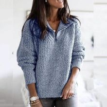 Load image into Gallery viewer, Women's Pullover Sweater Zipper Solid Color Basic Casual Long Sleeve Sweater Cardigans
