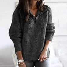 Load image into Gallery viewer, Women's Pullover Sweater Zipper Solid Color Basic Casual Long Sleeve Sweater Cardigans
