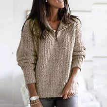 Load image into Gallery viewer, Women's Pullover Sweater Zipper Solid Color Basic Casual Long Sleeve Sweater Cardigans
