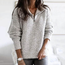 Load image into Gallery viewer, Women's Pullover Sweater Zipper Solid Color Basic Casual Long Sleeve Sweater Cardigans
