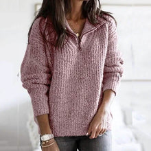 Load image into Gallery viewer, Women's Pullover Sweater Zipper Solid Color Basic Casual Long Sleeve Sweater Cardigans
