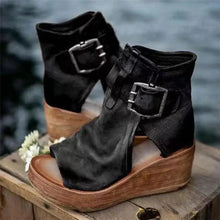 Load image into Gallery viewer, Womens Red Sandals Summer Retro Peep Toe Elegant Comfortable Leather Design For Women
