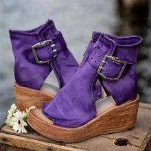 Load image into Gallery viewer, Womens Red Sandals Summer Retro Peep Toe Elegant Comfortable Leather Design For Women
