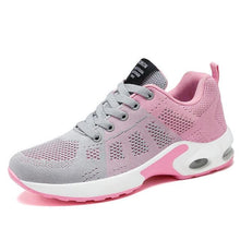 Load image into Gallery viewer, Womens Red Sneakers Air Cushion Shoes Woman Mesh Sneakers Breathable Flats Womens Casual Air Cushion Sneakers Lightweight Non Slip Sport Jogging Gym Fitness Workout Tennis Walking Espadrilles
