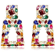 Load image into Gallery viewer, Women's Rhinestone Rectangle Drop Earrings
