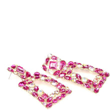 Load image into Gallery viewer, Women's Rhinestone Rectangle Drop Earrings
